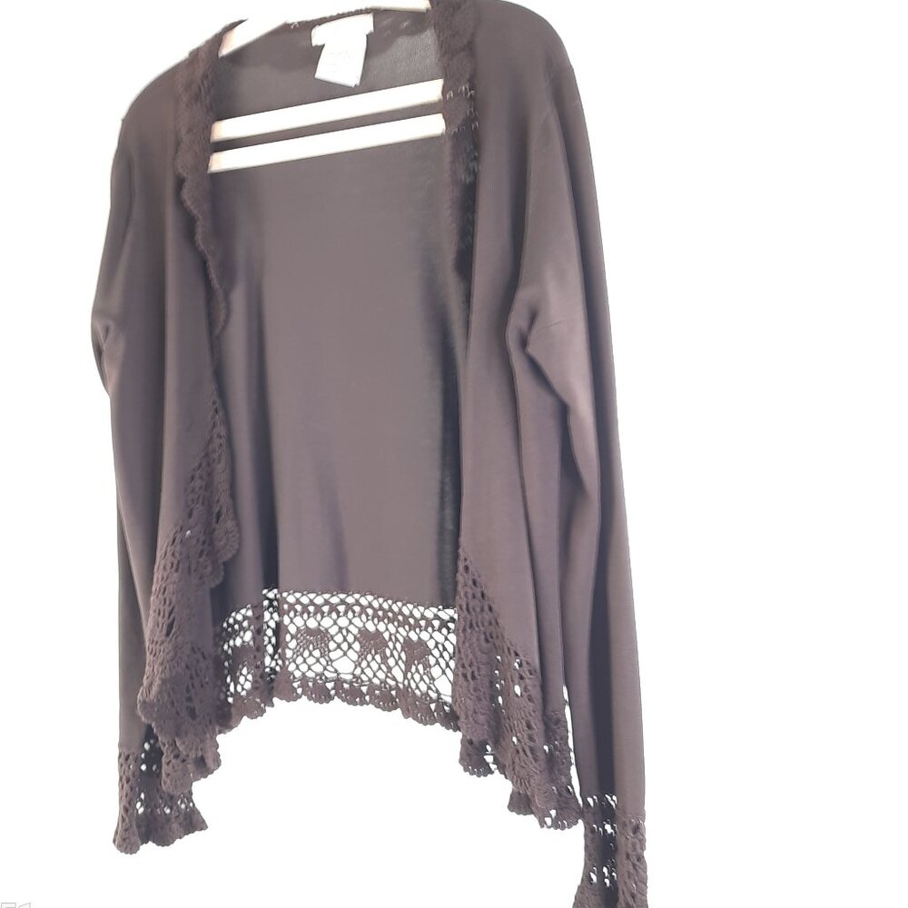 ❤️ Elegant Vintage Brown Crochet Long Sleeve Jessica Cover Up Cardigan Sweater